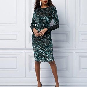 le Chateau Roxy Earle velvet green cocktail dress